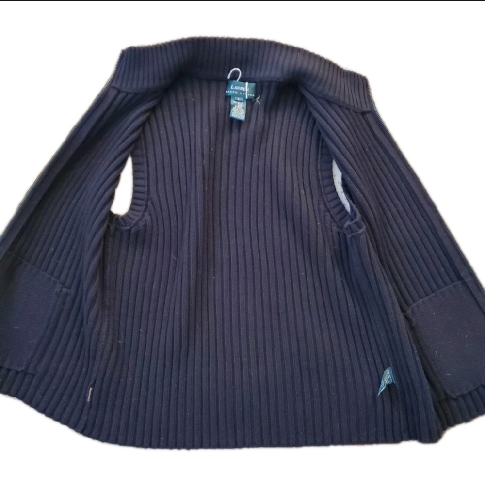 LAUREN RALPH LAUREN Ribbed Mock Neck Full Zip Vest Pockets L - Picture 11 of 11